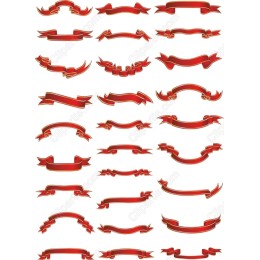 Red Ribbon Clipart Set - 24 Elegant