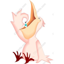 Whimsical Bird Eating Fish