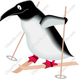 Whimsical Skiing Penguin
