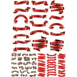  Ribbon Clipart Bundle - Elegant Red & Brown Ribbons