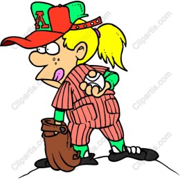 Energetic Young Female Baseball Player