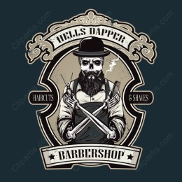 Hell's Dapper Barbershop Vintage Logo