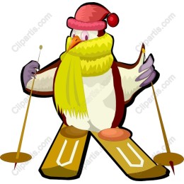 Whimsical Penguin Skier