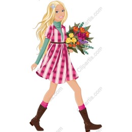 Charming Fashionable Woman with Flowers
