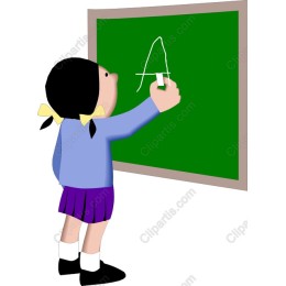 Whimsical Learning: Girl Writing on Chalkboard