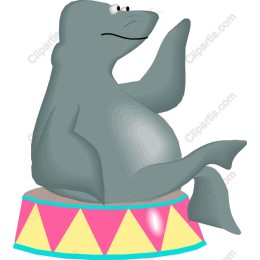Cheerful Seal on Circus Pedestal