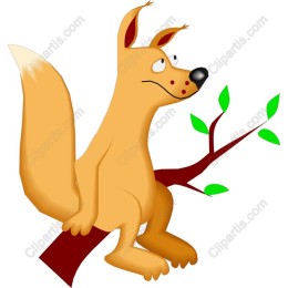 Charming Cartoon Fox on a Branch