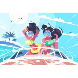 Vibrant Summer: Joyful Women on a Boat