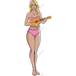 Vibrant Summer Ukulele Girl