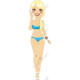 Cheerful Blonde Girl in Bikini