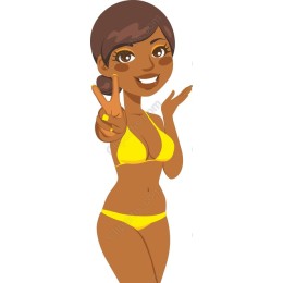 Summer Vibes: Cheerful Woman in Yellow Bikini