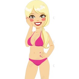 Cheerful Blonde Beach Girl