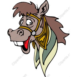 Cheerful Cartoon Horse Head