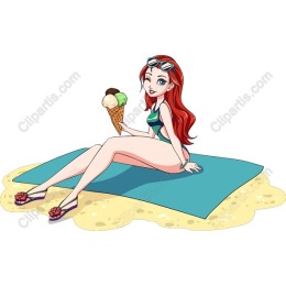 Summer Beach Girl with Ice Cream