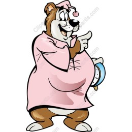 Cheerful Cartoon Bear in Pajamas
