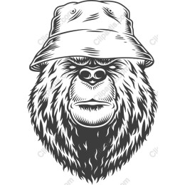 Bear Head with Bucket Hat