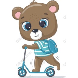 Happy Bear on Scooter