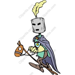 Whimsical Knight Riding Hobby Horse