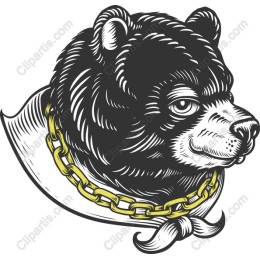 Bold Bear Head with Chain