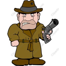 Vintage Detective Character with Gun