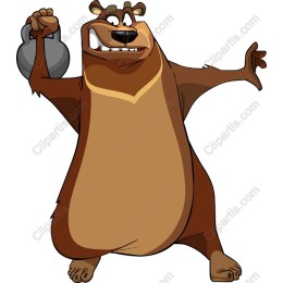 Cartoon Bear with Kettlebell
