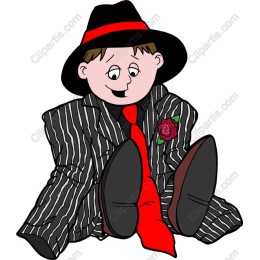 Cheerful Cartoon Character in Pinstripe Suit