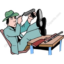 Vintage Action : Retro Character Assembling a Gun