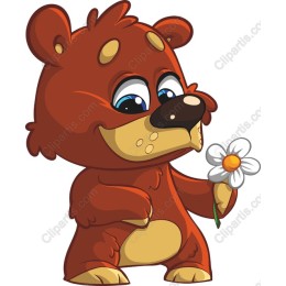 Cute Bear Holding a Flower