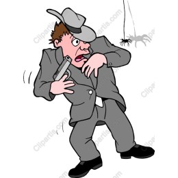 Fearful Detective Encountering a Spider