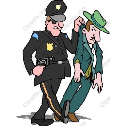Cartoon Police Officer Arresting Suspect