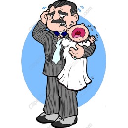 Frantic Father with Crying Baby