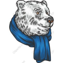 Charming Polar Bear with Blue Scarf