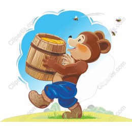 Charming Bear with Honey Barrel