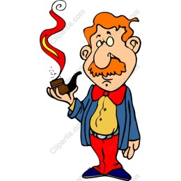 Cheerful Pipe-Smoking Character
