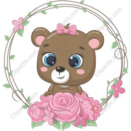 Cute Bear in Floral Frame