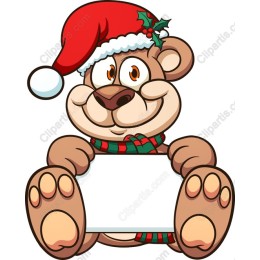 Christmas Bear with Blank Sign