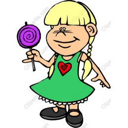 Playful Cartoon Girl with Lollipop