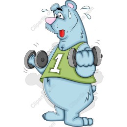 Energetic Cartoon Bear Weightlifter