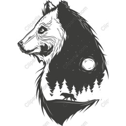 Majestic Bear and Night Landscape