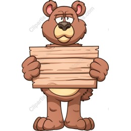 Cute Cartoon Bear with Blank Sign