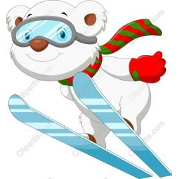 Cheerful Polar Bear Skiing