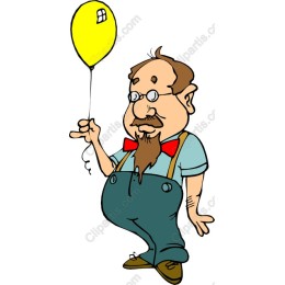 Cheerful Cartoon Gentleman with Yellow Balloon