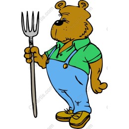 Charming Cartoon Bear with Pitchfork