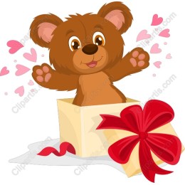Cheerful Bear in Gift Box