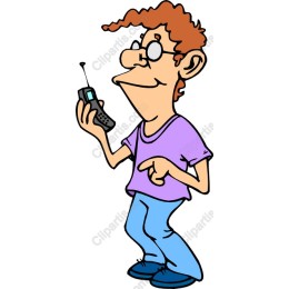 Retro Cartoon Character with Mobile Phone