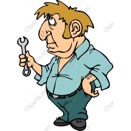 Cartoon Mechanic with Wrench