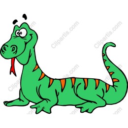 Cartoon Dinosaur - Green Dino with Orange Spikes