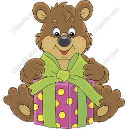 Playful Bear with Gift