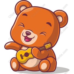 Cheerful Bear Playing Ukulele