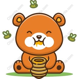 Cute Cartoon Bear with Honey